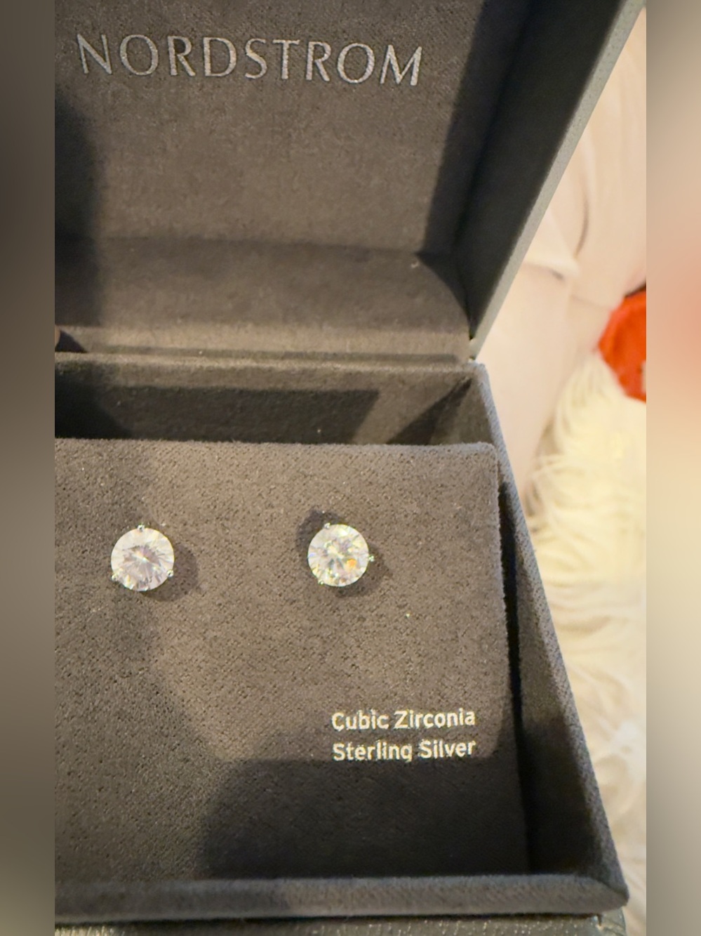 Nordstrom Sterling Silver Clear Cubic Zirconia Stud Earrings NIB